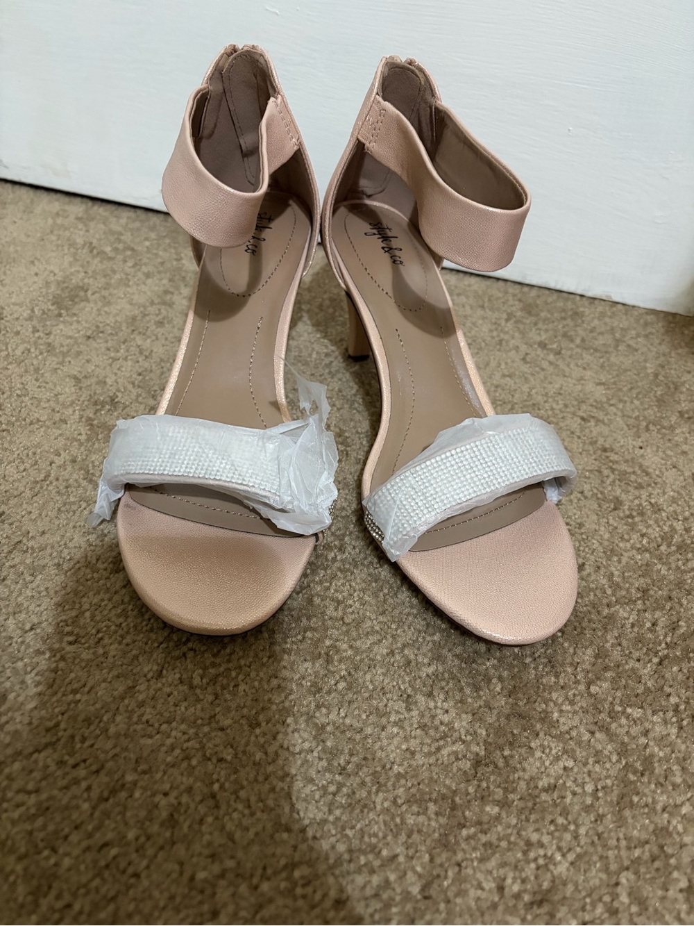 NWT Women's Blush Pink Ankle-Strap Heeled Sandals